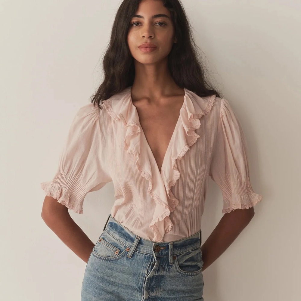Doen classic henri blouse in color blush